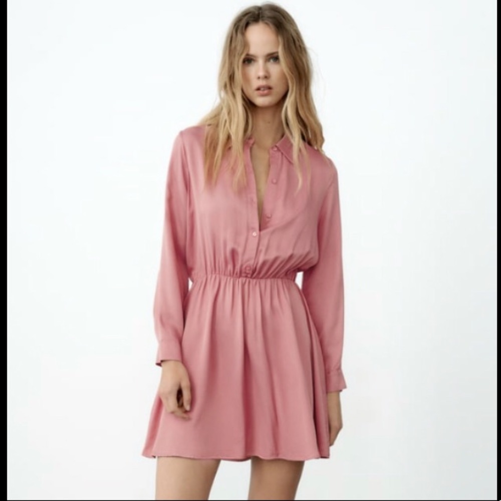 Zara Satin Effect Shirtdress NWT